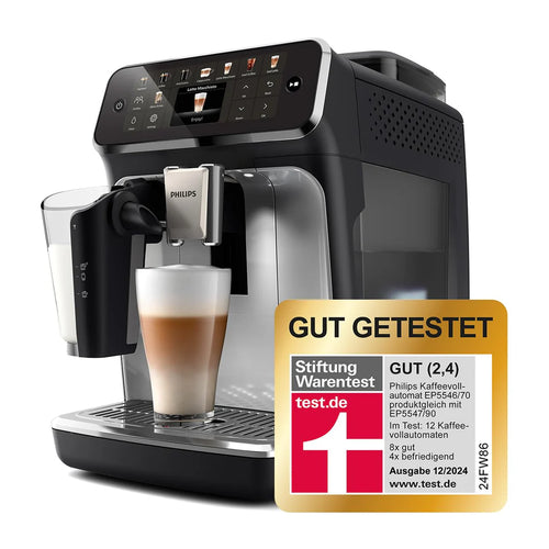 PHILIPS EP5547/90 Serie 5500 LatteGo 19 Kaffeespezialitäten Kaffeevollautomat Schwarz verchromt